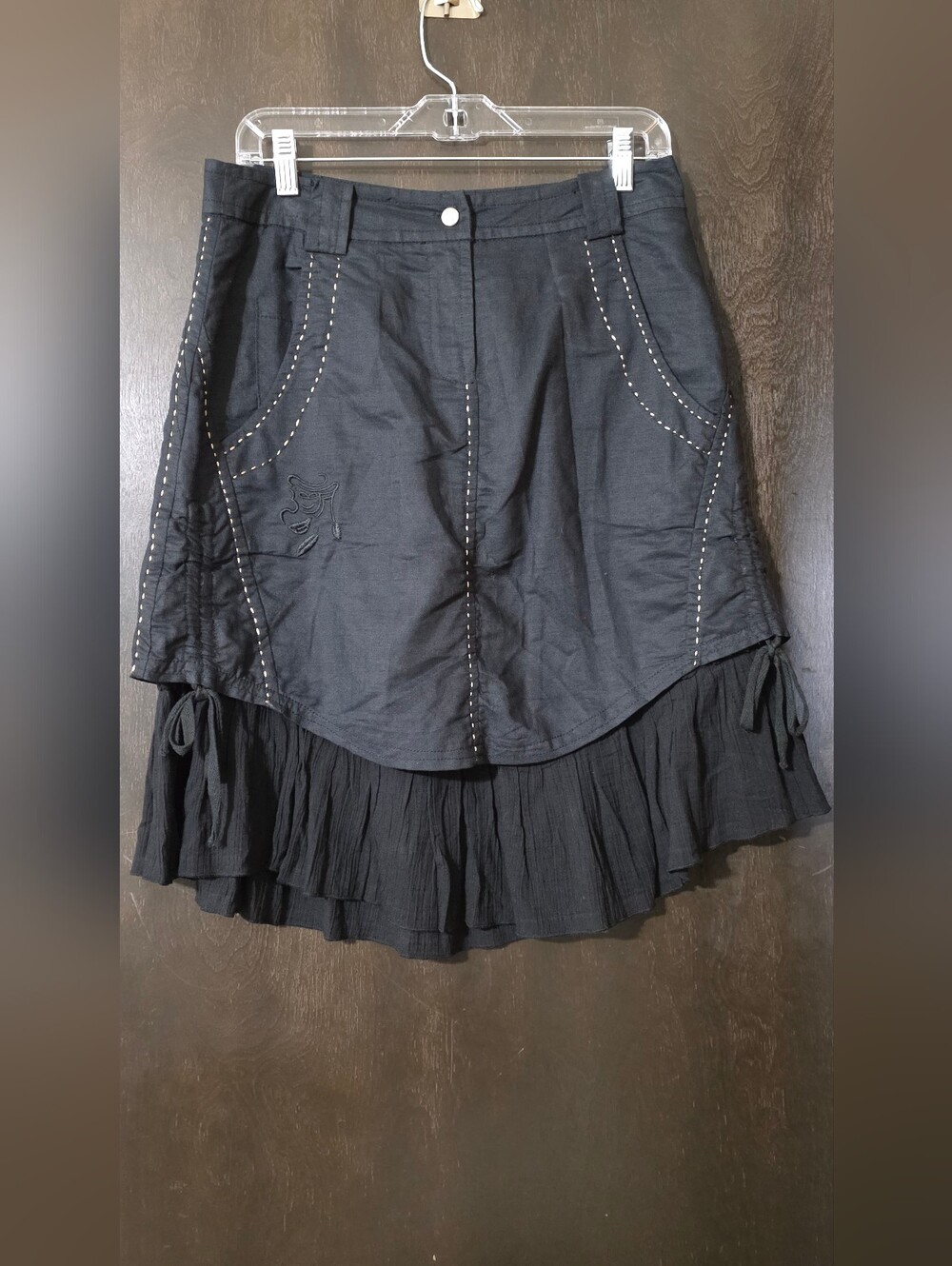 Grifflin Paris Black Layered High-Low Ruffle Skirt Goth Grunge Y2K Size M